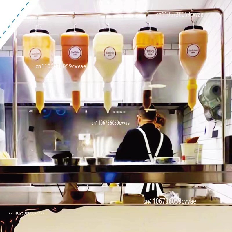 Sauce Squeeze Bottle - Hängende Saucen-Quetschflasche mit großem Durchmesser, Soßeimer,
