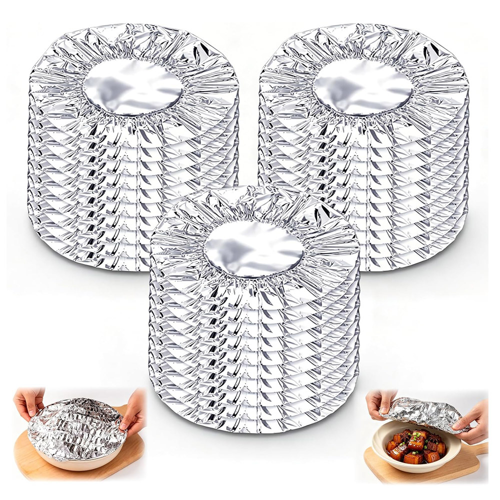 Meal Prep Dinners - Wiederverwendbare Aluminiumfolien-Lebensmittelabdeckungen, Pop-Up-Isolierabdeckungen aus Alufolie, Hitzeschutzdeckel