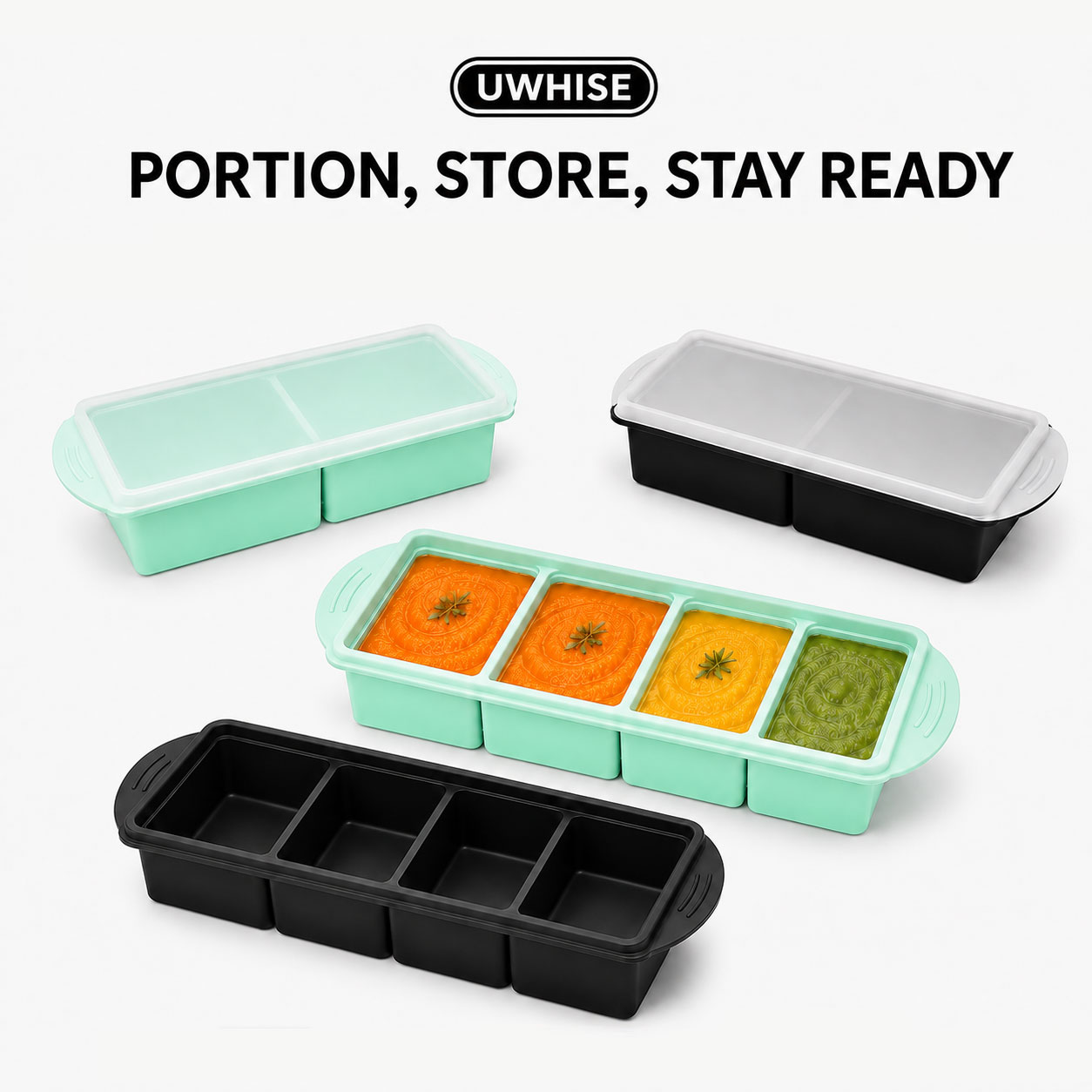 Meal Prep Menu - Uwhise Silikon-Suppen-Gefrierbehälter für Babynahrung mit Deckel,
