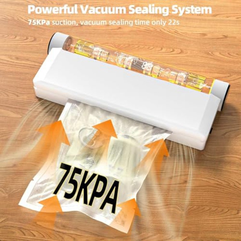Meal Prep Vacuum Seal - M10K Lebensmittel-Vakuumiergerät, 75KPA Starke Saugkraft mit