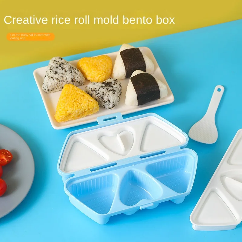 Meal Prep Japanese - Zusammenklappbares, tragbares Dreieck-Love-Sushi-Reiswerkzeug, Reis- und Gemüse-Rollbox,