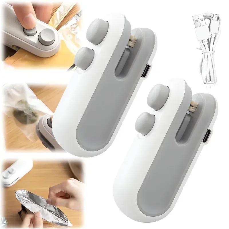 Meal Prep Vacuum Seal - Mini-Versiegelungsgerät, 2-in-1-Versiegelung, Schneiden, wiederaufladbarer USB-C-Beutelversiegeler, tragbarer