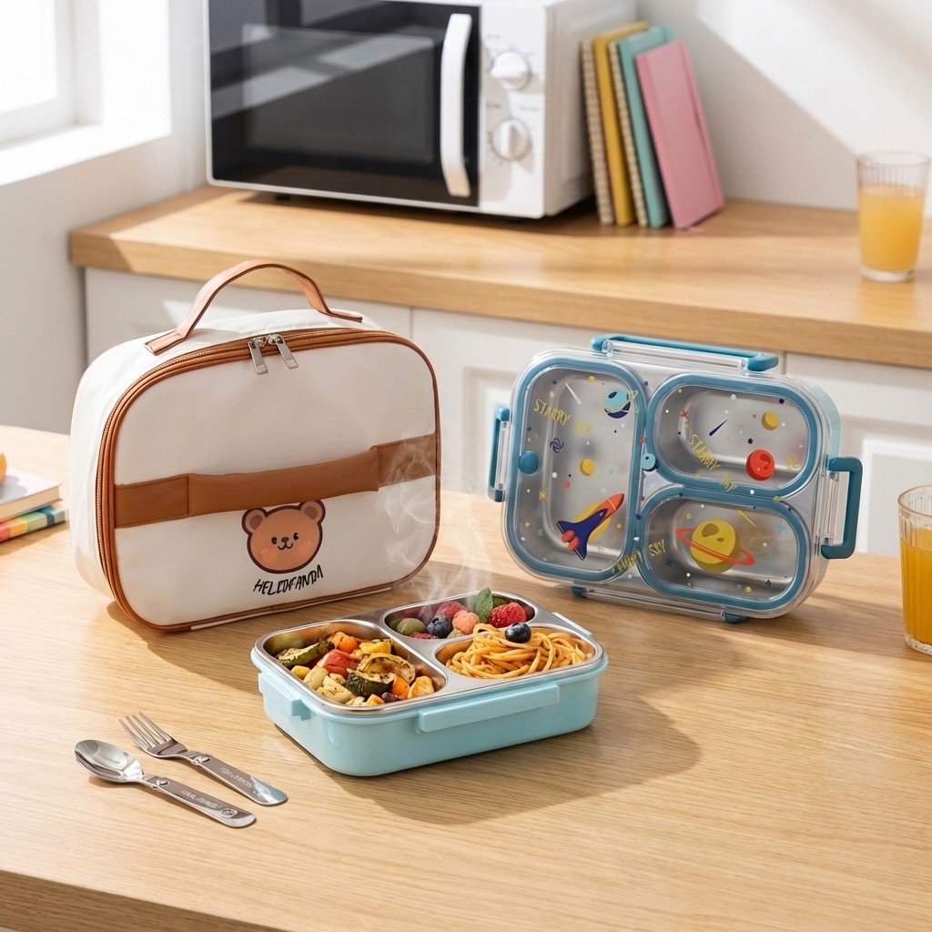 Stainless Bento Box - 900ML 304 Edelstahl-Lunchbox mit Fächern, geteilte