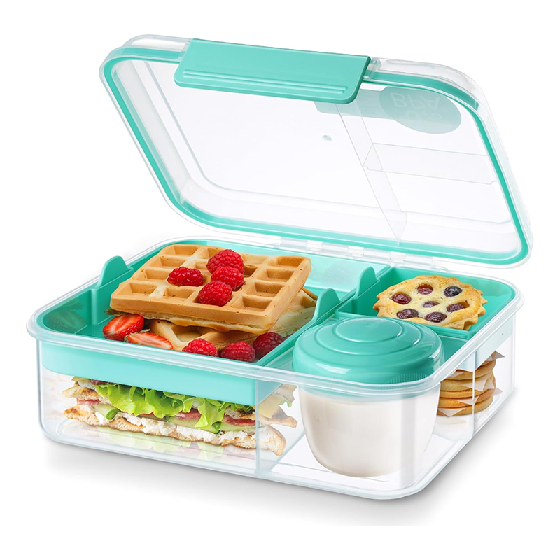 Meal Prep Menu - 4-Fach Auslaufsichere Bento-Lunchbox mit Abnehmbaren Fächern