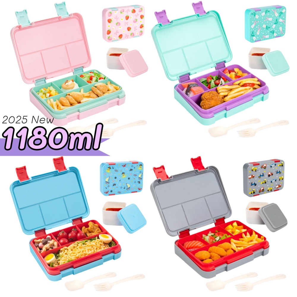 Meal Prep Dinners - 40 Unzen Bento-Lunchbox-Set mit Cartoon-Muster, auslaufsicher,