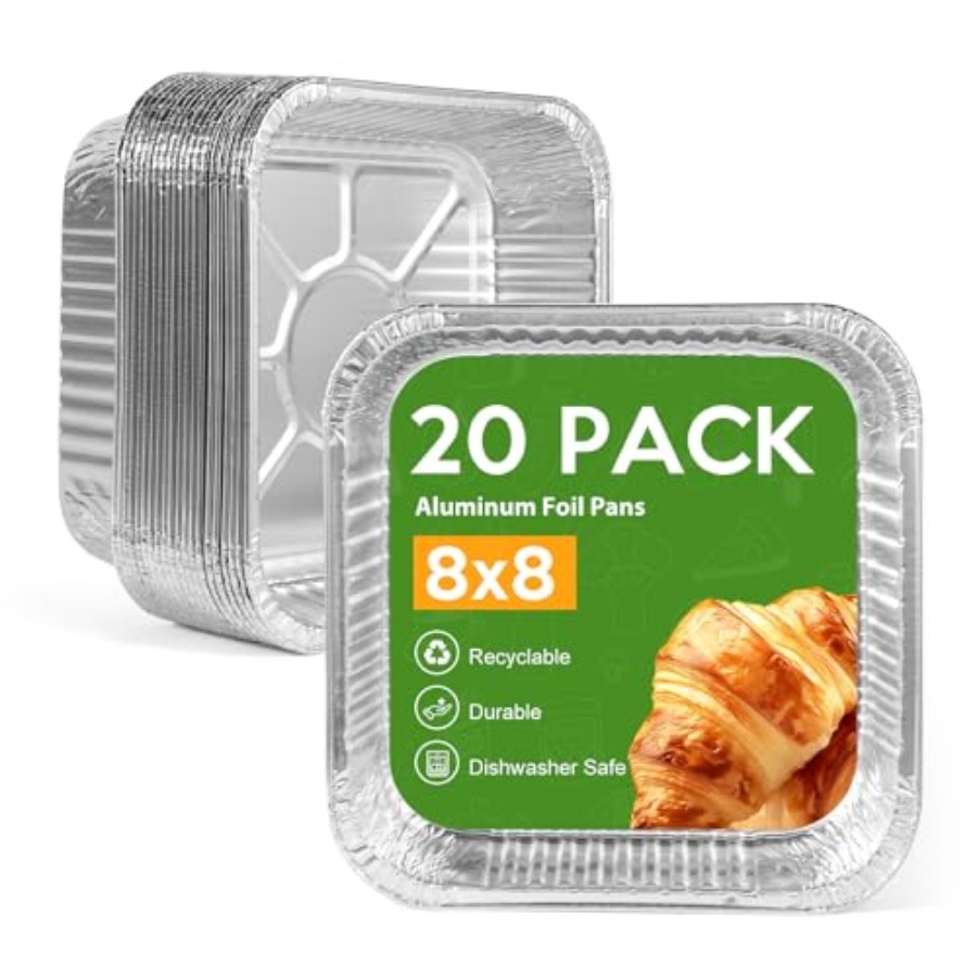 Meal Prep Container - 8x8 Zoll Aluminiumfolienpfannen Einweg - Quadratische