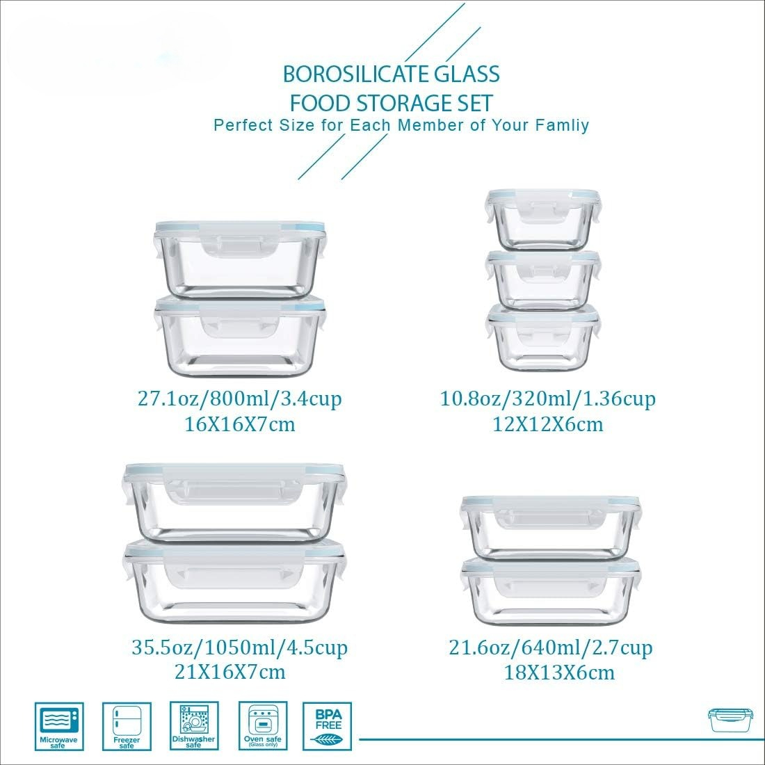 18-teiliges Glas-Lebensmittelb – Meal Prep Container Bewertung und Preis