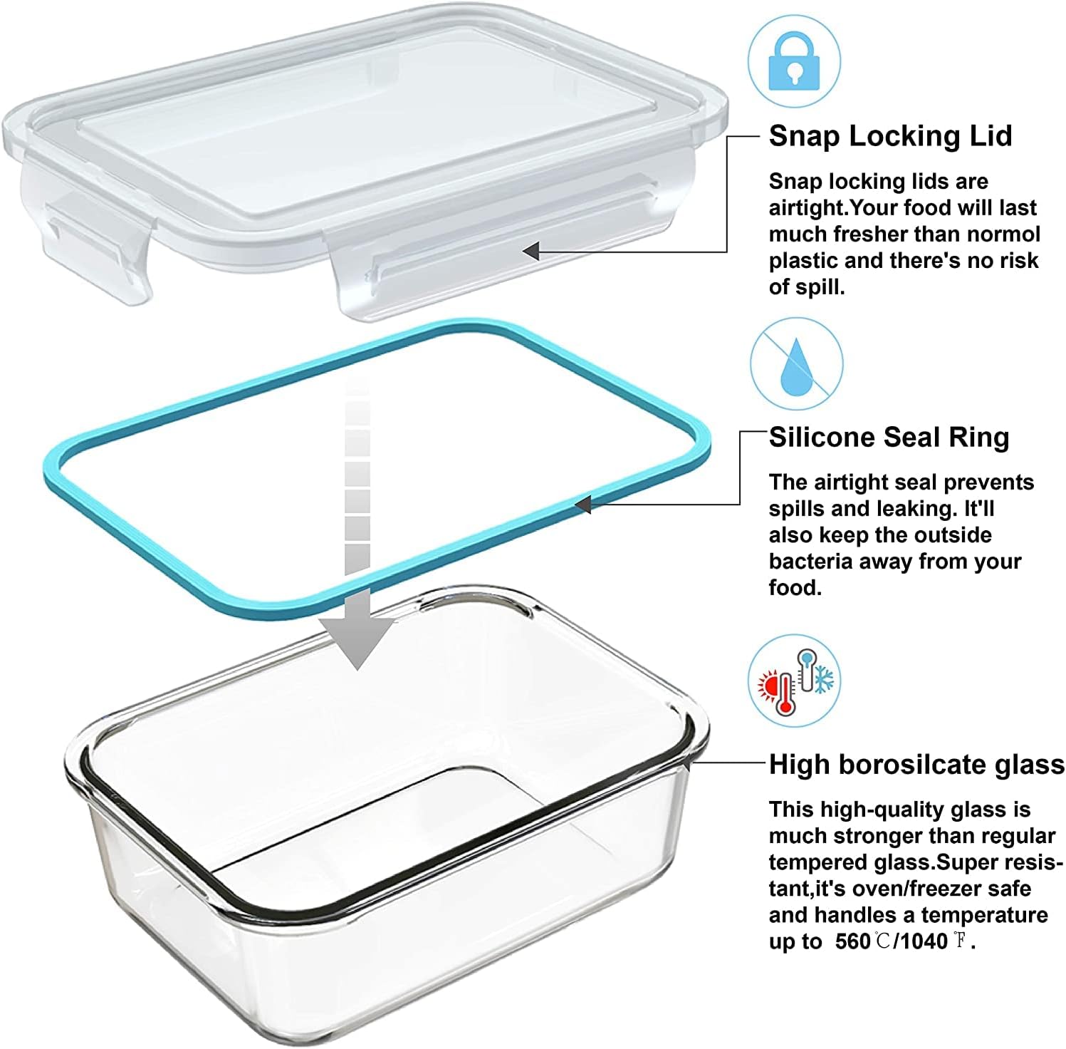 18-teiliges Glas-Lebensmittelb – Meal Prep Container Bewertung und Preis
