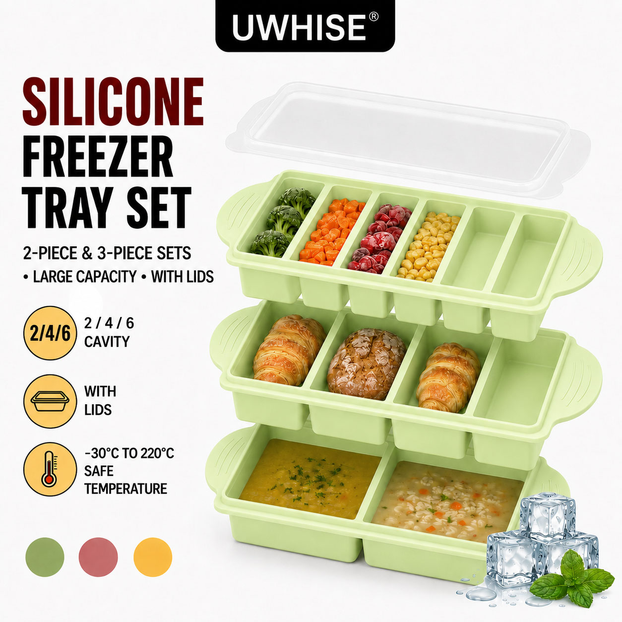 Uwhise 2/3er-Pack Silikon-Gefr – Meal Prep Menu Bewertung und Preis