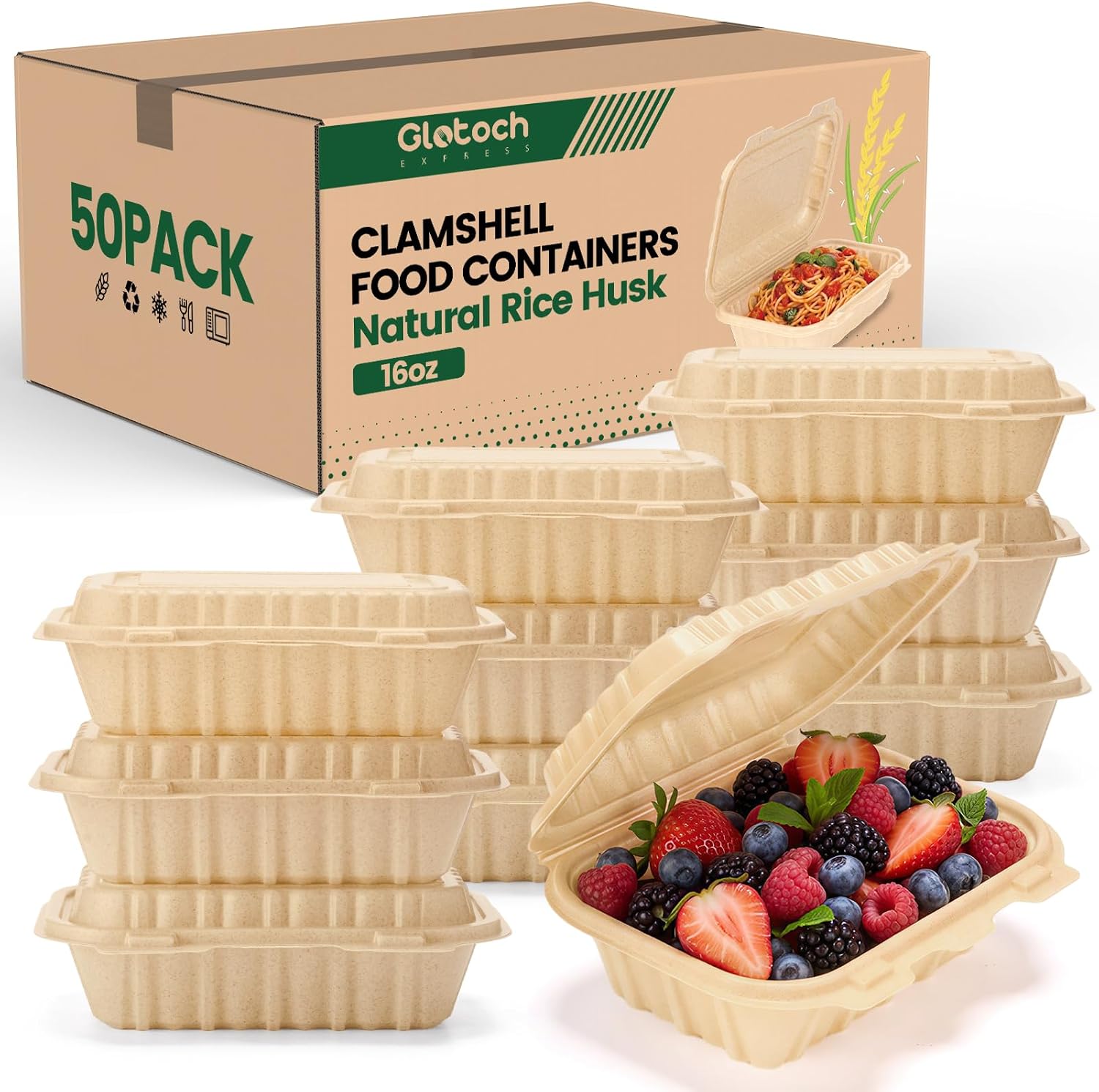 50er-Pack 16oz Clamshell Take- – Meal Prep Container Bewertung und Preis