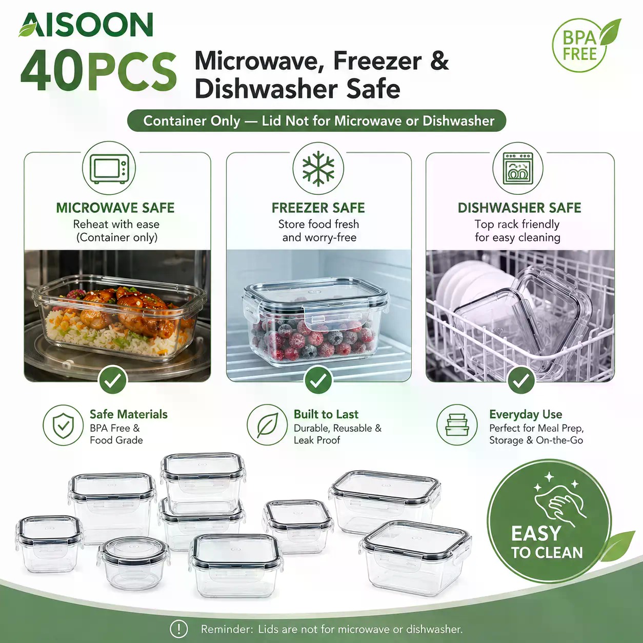 40-teiliges Set extra großer,  – Meal Prep Dinners Bewertung und Preis